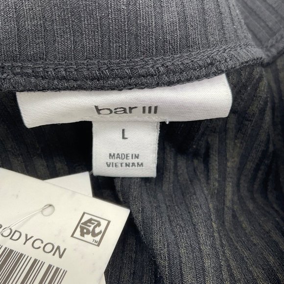 Bar III Women's Long Sleeve Ribbed Bodycon Midi Dress Large Deep Black - Picture 4 of 9